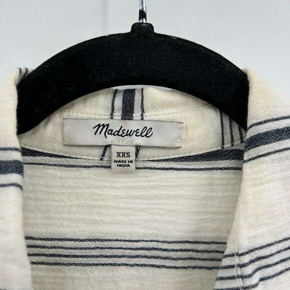 MADEWELL Central Shirt In Parkman Stripe White Blue Gauzy Button Up Top Size XXS - Picture 7 of 8